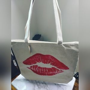 Red Lip canvas tote bag